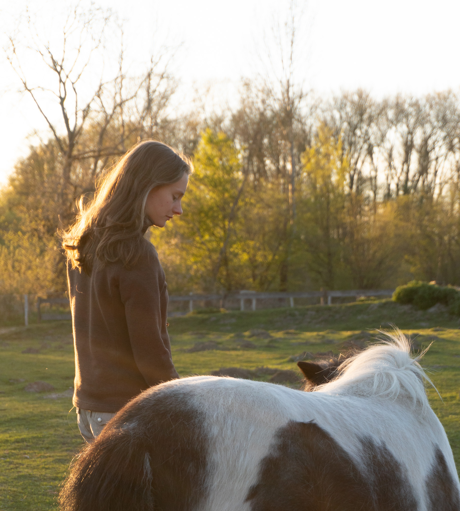 Greta mit Lulu im Abendlicht